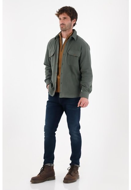 Tennis Camisa Clásica Manga Larga Verde Para Hombre