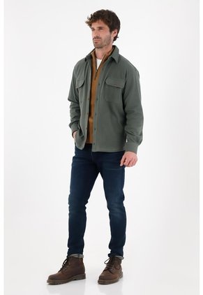 Tennis Camisa Clásica Manga Larga Verde Para Hombre
