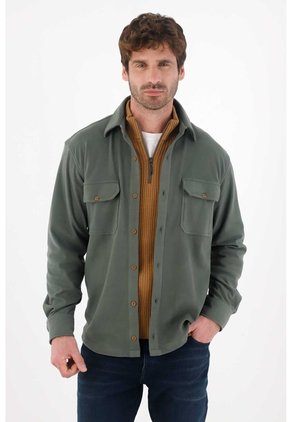 Tennis Camisa Clásica Manga Larga Verde Para Hombre