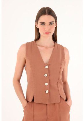 Tennis Chaleco Café De Tela Fluida Para Mujer