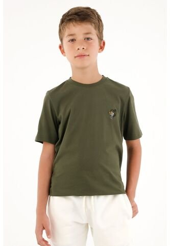 Camiseta Con Bordado Decorativo Verde Para Niño Tennis