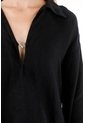 Tennis Camisa Negra Manga Larga 100% Lino Para Mujer de Tennis