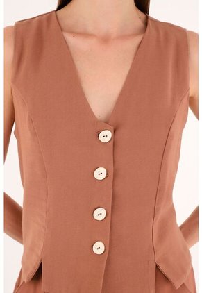 Tennis Chaleco Café De Tela Fluida Para Mujer