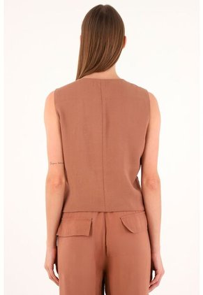 Tennis Chaleco Café De Tela Fluida Para Mujer