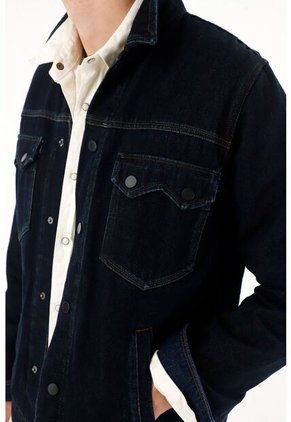 Tennis Chaqueta Trucker Con Bolsillos De Tapa Para Hombre