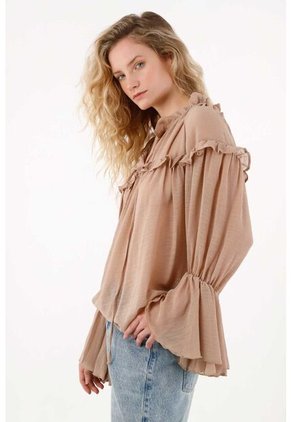 Tennis Camisa En Tela Chifón Con Boleros Rosada Para Mujer