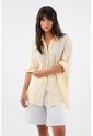 Tennis Camisa Para Mujer En Lino Amarillo Oversize Manga Larga de Tennis