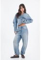 Tennis Chaqueta Denim Azul Claro Con Con Detalle Curvo En La Parte Inferior Para Mujer de Tennis