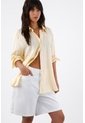 Tennis Camisa Para Mujer En Lino Amarillo Oversize Manga Larga de Tennis