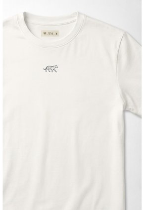 Tennis Camiseta Fit Recto Con Mini Tigre En Algodón Blanco Para Mujer