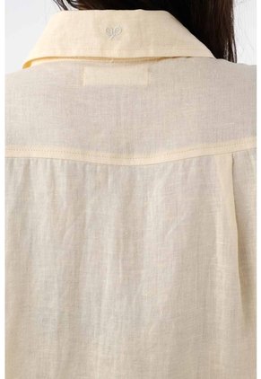 Tennis Camisa Para Mujer En Lino Amarillo Oversize Manga Larga