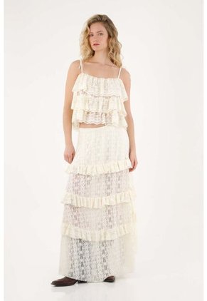 Tennis Falda Larga Con Transparencia Para Mujer