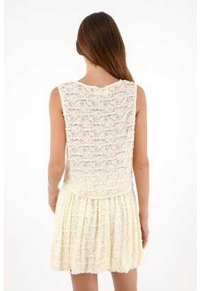 Tennis Chaleco Con Textura Y Transparencia Crudo Para Mujer