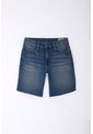 Tennis Bermuda Para Hombre En Denim Azul Corte Recto Con Bordado de Tennis