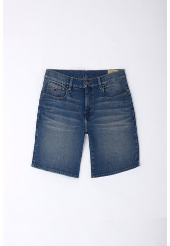 Tennis Bermuda Para Hombre En Denim Azul Corte Recto Con Bordado Tennis