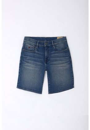 Tennis Bermuda Para Hombre En Denim Azul Corte Recto Con Bordado