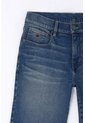 Tennis Bermuda Para Hombre En Denim Azul Corte Recto Con Bordado de Tennis