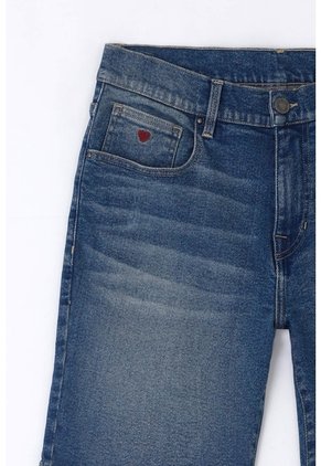 Tennis Bermuda Para Hombre En Denim Azul Corte Recto Con Bordado