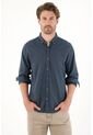 Tennis Camisa Manga Larga Con Raqueta Bordada Azul Para Hombre de Tennis