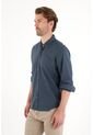 Tennis Camisa Manga Larga Con Raqueta Bordada Azul Para Hombre de Tennis