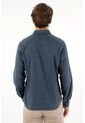Tennis Camisa Manga Larga Con Raqueta Bordada Azul Para Hombre de Tennis