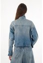 Tennis Chaqueta Para Mujer Algodón Azul índigo Boxy Cropped Preteñida de Tennis
