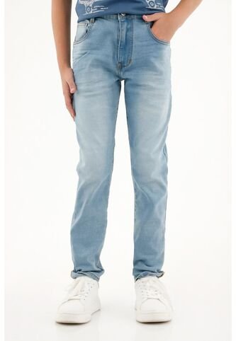 Jean Slim Tiro Medio Azul Claro Para Niño Tennis