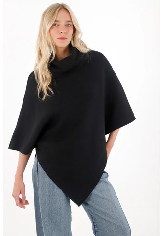 Tennis Buzo Tipo Capa Cuello Alto Negro Para Mujer Tennis
