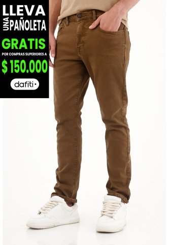 Pantalón Recto Cinco Bolsillos Café Para Hombre Tennis