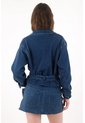 Tennis Chaqueta Para Mujer De Algodón índigo Cruzada Con Solapa Amplia de Tennis