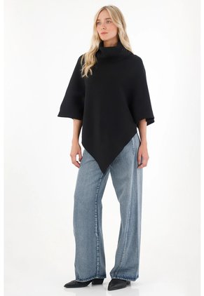 Tennis Buzo Tipo Capa Cuello Alto Negro Para Mujer