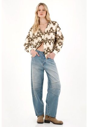 Tennis Jean Horseshoe Tiro Bajo Azul Para Mujer