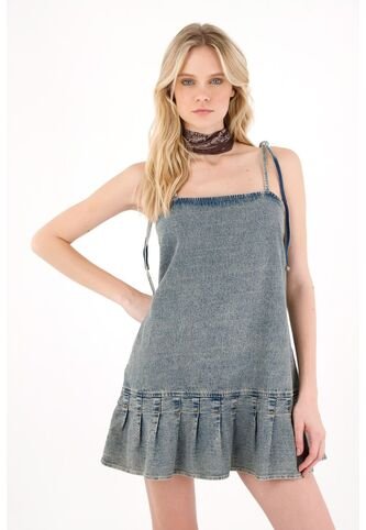 Tennis Vestido Corto En Denim Azul Para Mujer Tennis