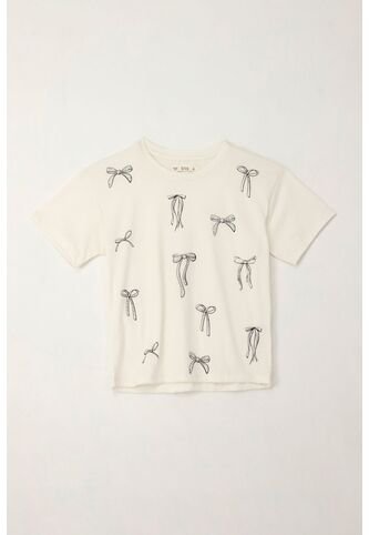 Camiseta Básica Estampada Con Apliques Crudo Para Niña Tennis