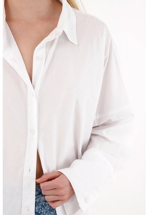Tennis Camisa Larga En Posterior Blanca Para Mujer