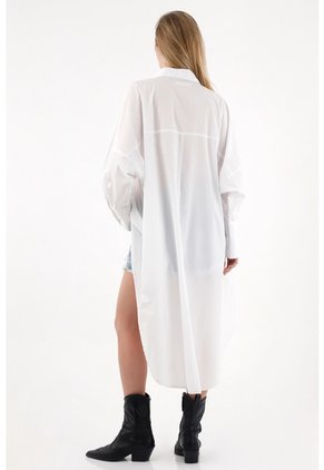 Tennis Camisa Larga En Posterior Blanca Para Mujer