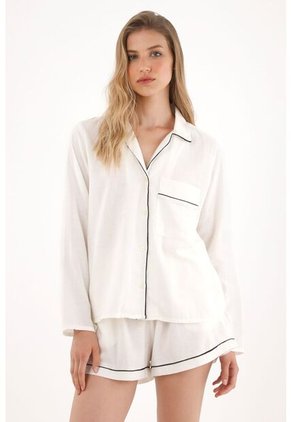 Tennis Pijama De Camiseta Manga Larga Y Short Para Mujer