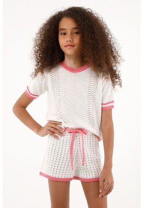 Camiseta Tejida Manga Corta Para Niña