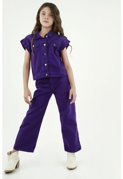 Chaleco Manga Corta Morado Para Niña