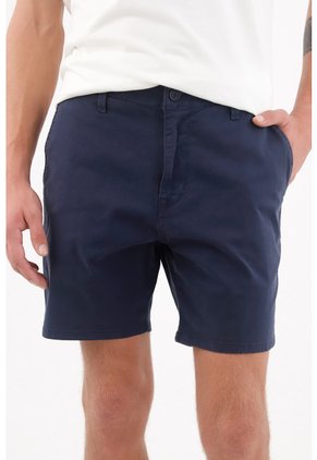 Tennis Bermuda Para Hombre De Algodón Azul Marino Fit Tradicional Con Frente Plano