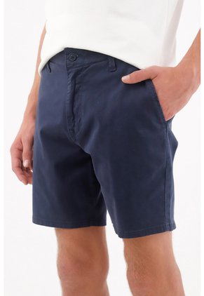 Tennis Bermuda Para Hombre De Algodón Azul Marino Fit Tradicional Con Frente Plano