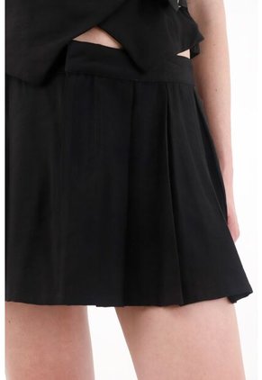 Tennis Falda Corta Con Tablas Negra Para Mujer