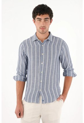 Tennis Camisa Manga Larga A Rayas Para Hombre