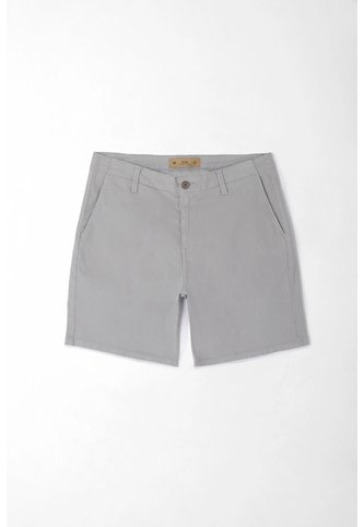 Tennis Bermuda Para Hombre En Algodón Gris Claro Fit Tradicional Con Bolsillos Diagonales Tipo Chino Tennis
