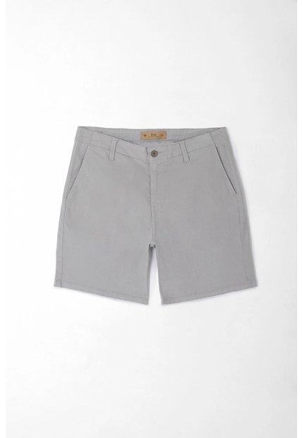 Tennis Bermuda Para Hombre En Algodón Gris Claro Fit Tradicional Con Bolsillos Diagonales Tipo Chino