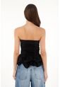 Tennis Camisa Strapless Con Corte Abombachado Negra Para Mujer de Tennis