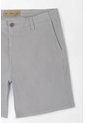 Tennis Bermuda Para Hombre En Algodón Gris Claro Fit Tradicional Con Bolsillos Diagonales Tipo Chino de Tennis