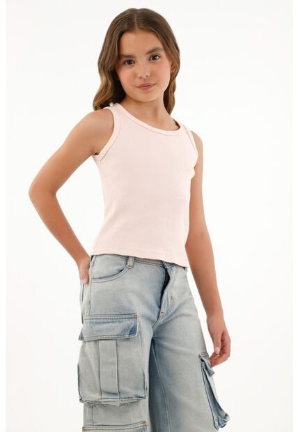 Camiseta Manga Sisa Rosada Para Niña