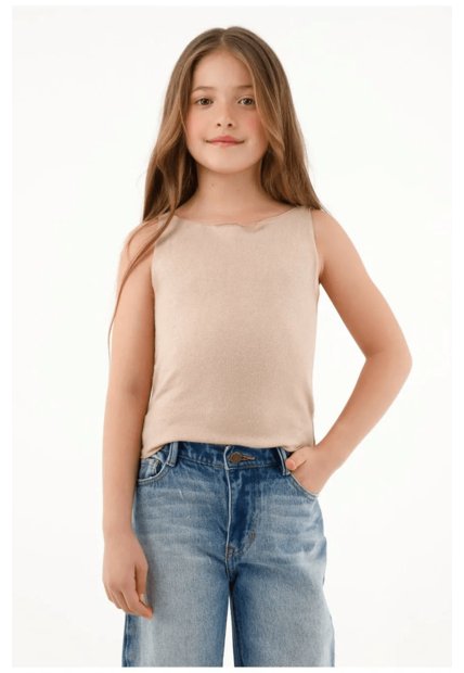 Camiseta Crudo Manga Sisa Para Niña