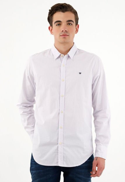 Camisa Morada Con Diseño A Rayas Para Hombre